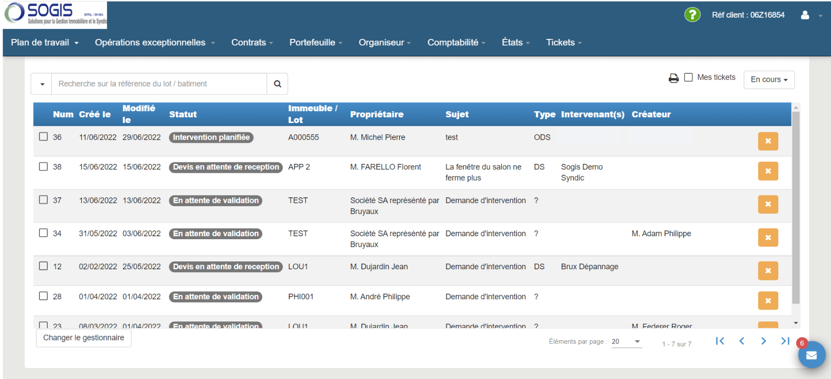 Gestion des évènements